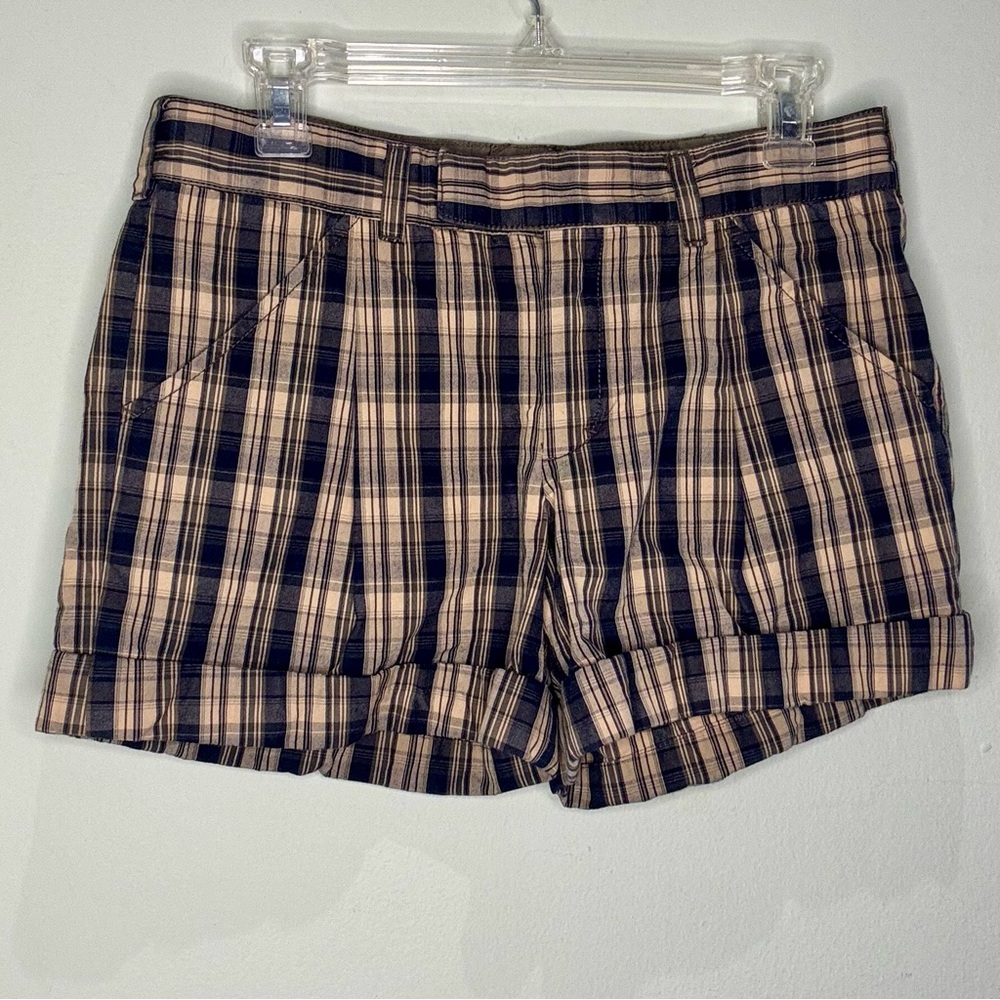 Vince navy blue cuffed plaid shorts shorts, size 4